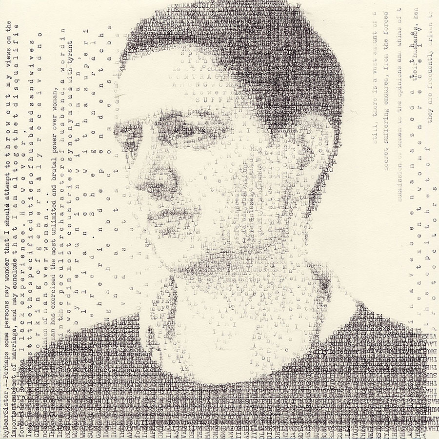 Typed portrait of the artist Siobhan-Liddell (by Leslie Nichols)